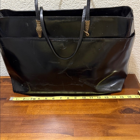 One of a Kind Francesco Biasia Black Leather Tote with Snake Accents - Picture 13 of 15